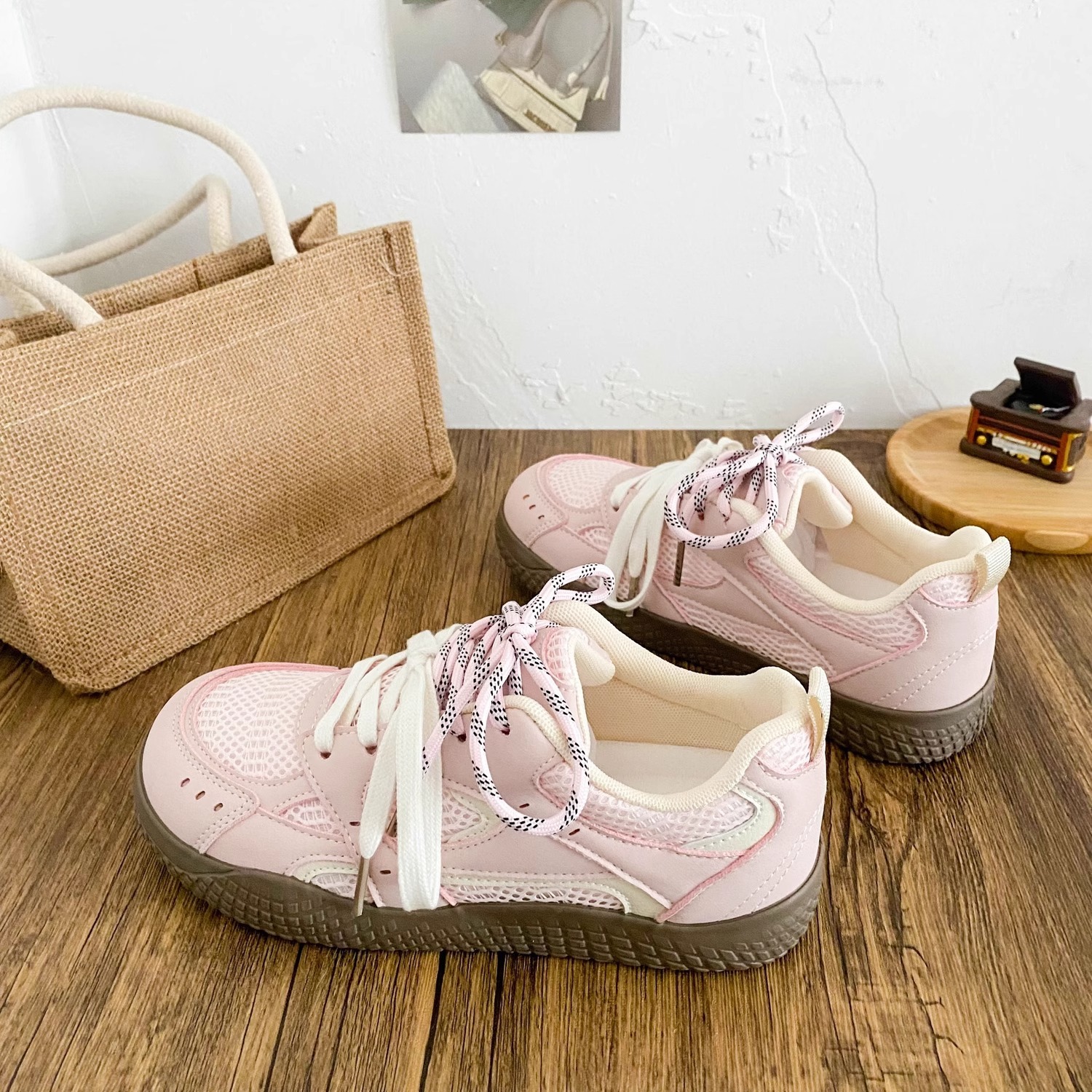 Ddmysports Spring New White Sneakers Mesh Breathable Sports Casual Fashion Versatile Non Slip German Training Shoes For Women Outdoor Shoes