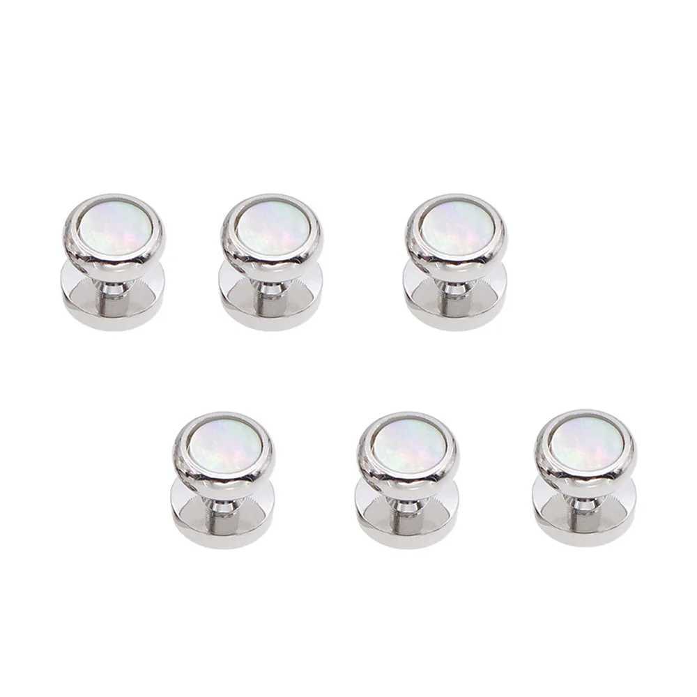 Pearl Shell + Brass Cufflinks for Mens Tuxedo Shirt Stud Cuff Links Buttons Brand Top Quality Man Wedding Jewelry gemelos Z692 XJ250614
