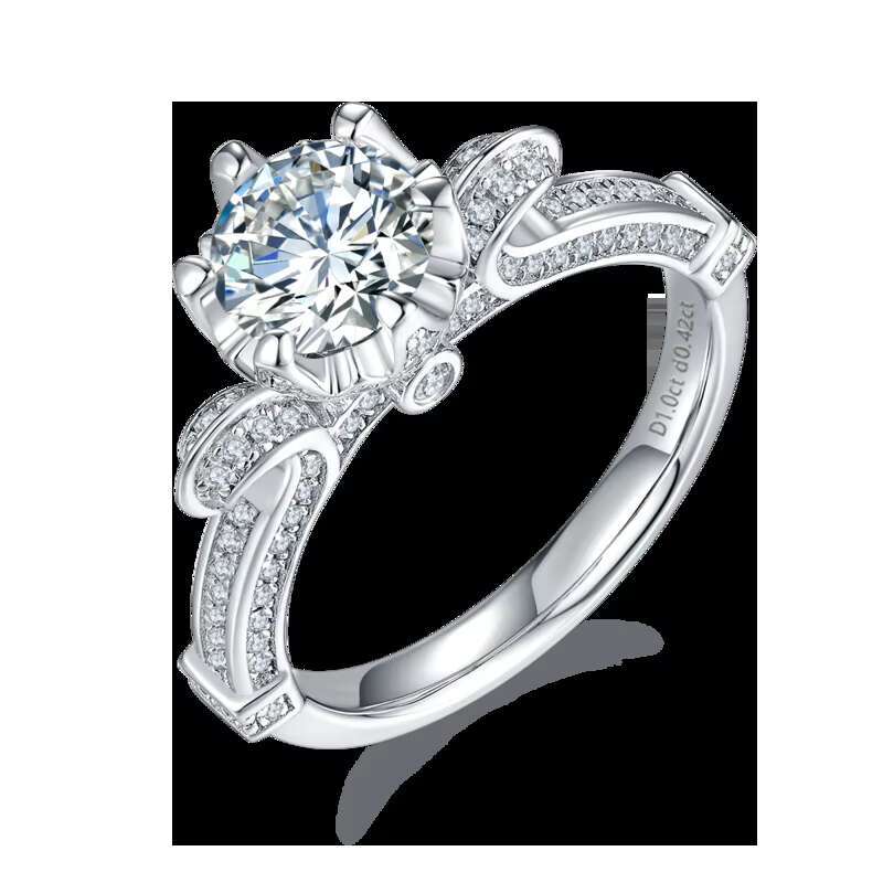 Pass Tester Promise Rings Classic 925 Sterling Silver 1CT Swan Lake VVS D Moissanite Diamond Engagement Wedding Band for Women