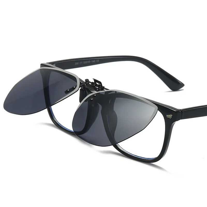 Polarized Clip Sunglasses Men Women Flip Up Photochromic Driving Glasses Mirrored Sun Glasses UV400 Night Vision Fishing Goggle Z250614