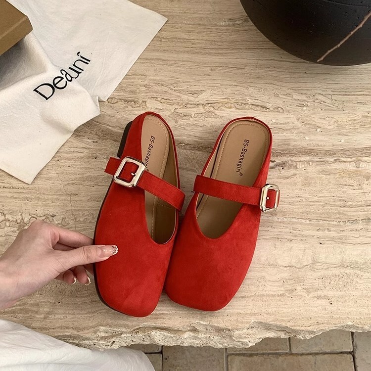Ddmyoutdoor Mary Jane Closed Toe For Women Summer Outdoor Half Slippers Colorful Soft Flat Slip On Mules Trendy Outdoor Shoes