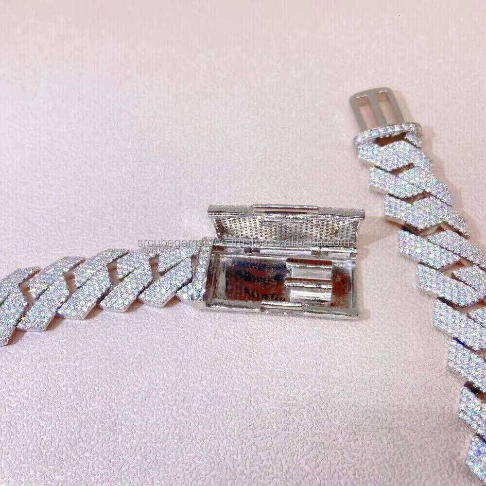 Big Hip Hop Cuban Chain Vvs Moissanite Cuban Link Good Price Iced Out Miami Cuban Link Chain Solid Silver 925