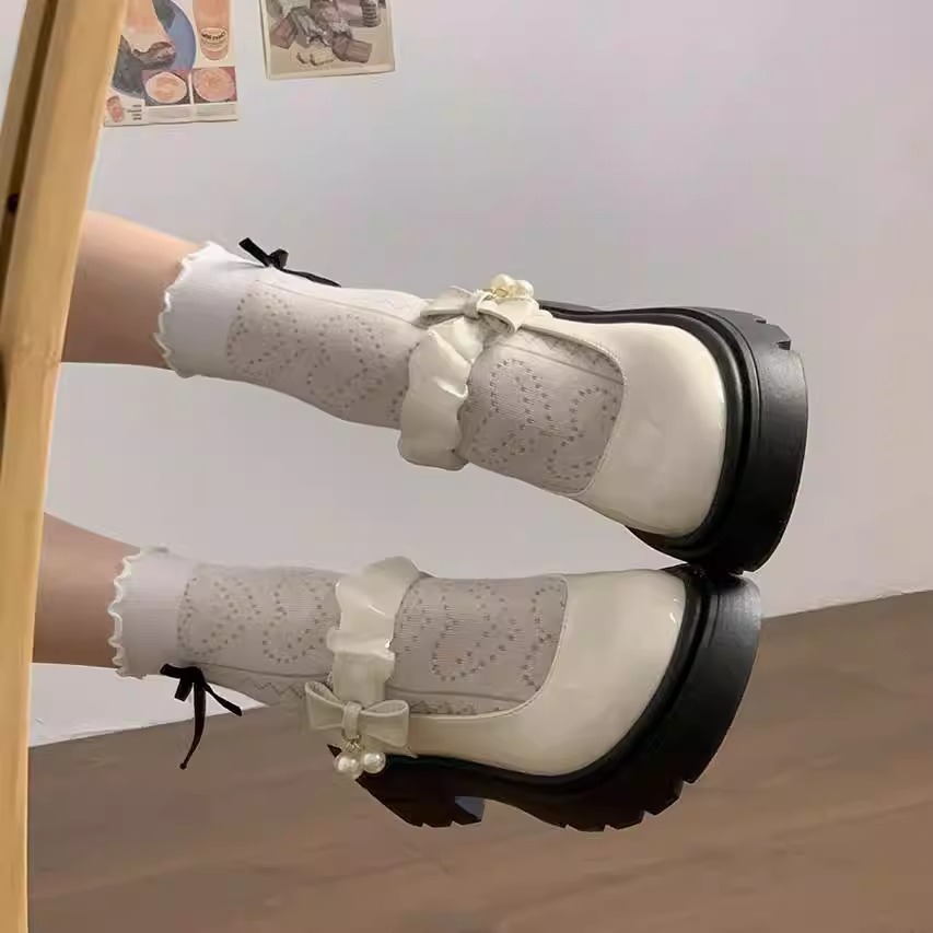 Ddmyoutdoor French Style Slip On Women S Elegant Height Increasing JK Round Toe With Mary Jane Small Leather Shoes Outdoor Shoes