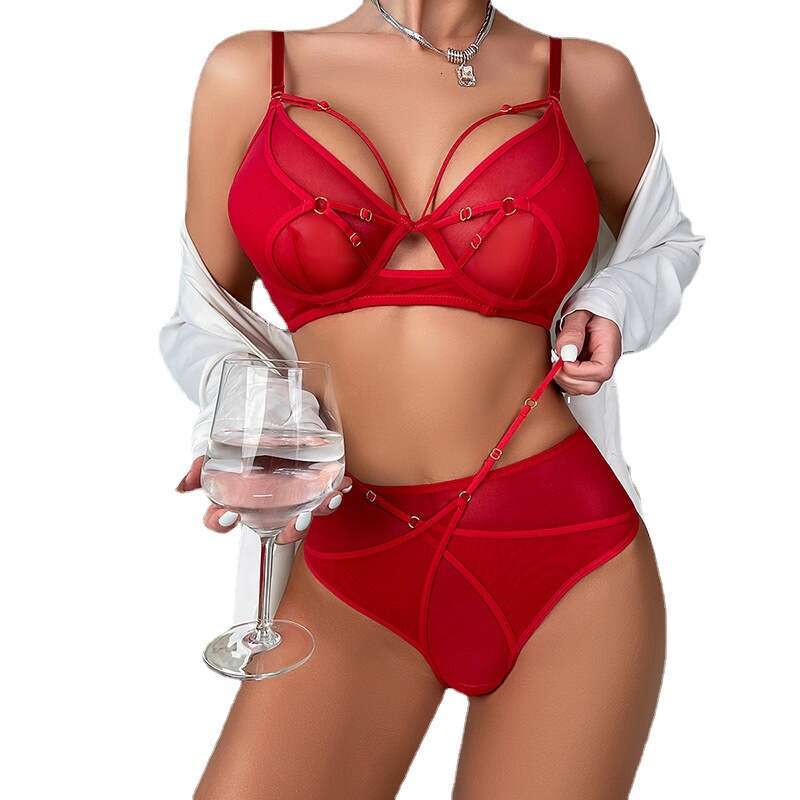 Sexy Lingerie Porn Suits Ultra Thin Mesh Lingerie With Thin Straps Tempting Non Sponge Bra Transparent Sexy Bra Set Spell Lingerie