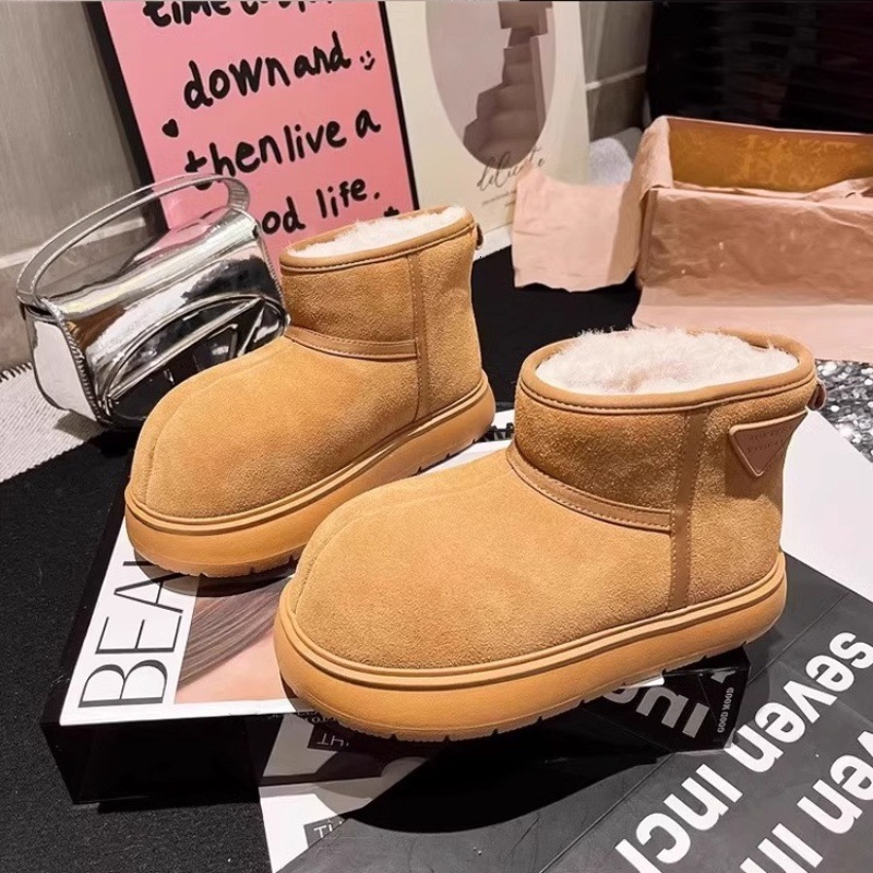 Ddmysports Maillard Non Slip Warm Snow Boots For Women Autumn Winter New Thickened Fleece Lined Northeast Cotton Shoes With Heel Outdoor Shoes