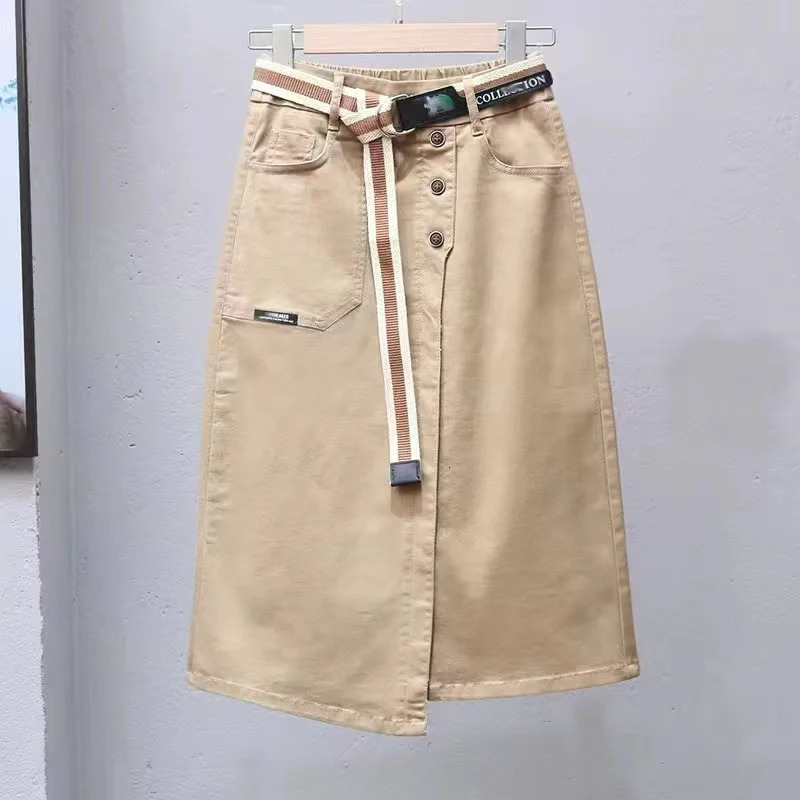 Spring Summer Irregular Denim Skirt For Women Elastic High Waisted Aline Buttocks Wrapped Skirts Casual Clothing 250612