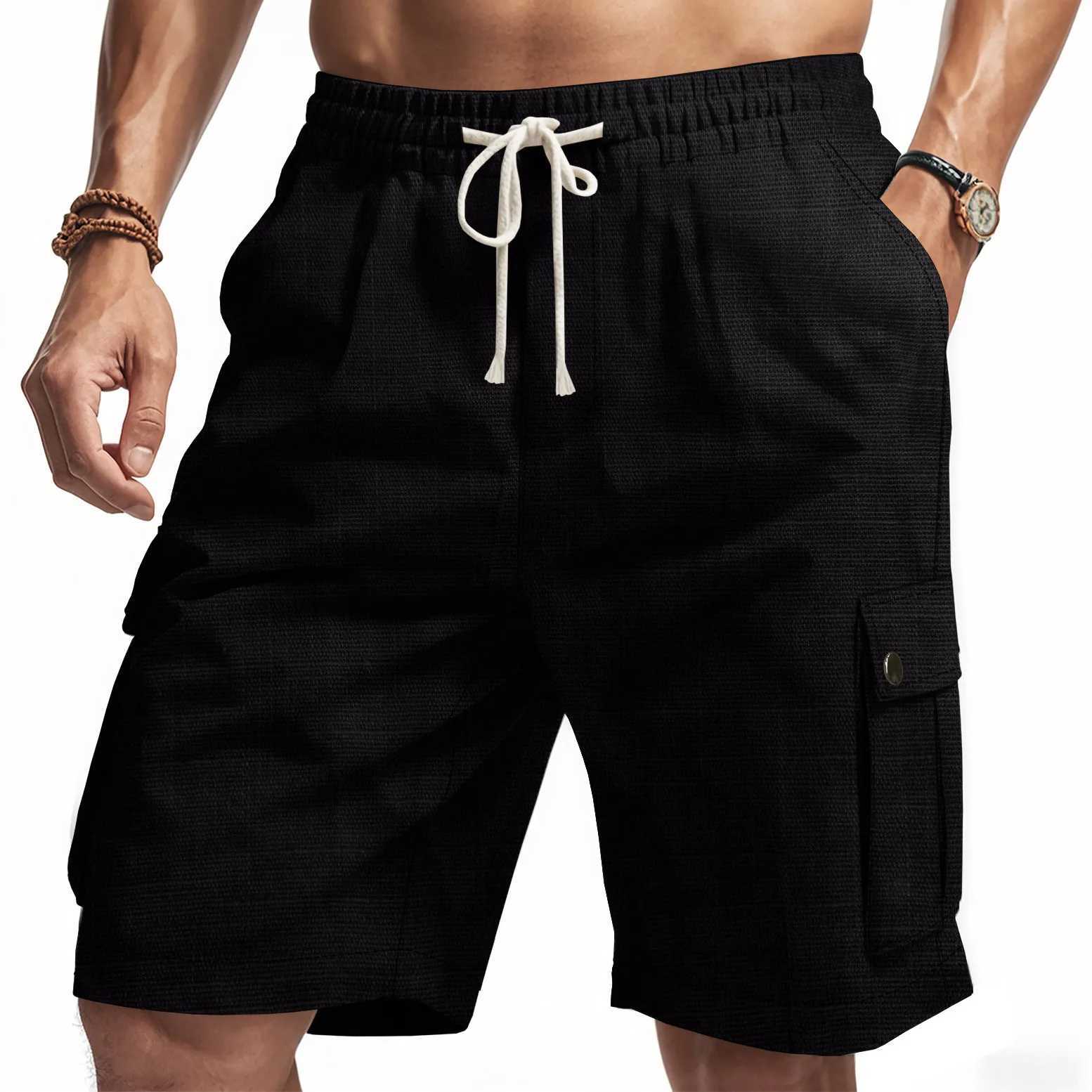 2025 Hot Selling Summer Outdoor Tactical Comfortable and Fashionable Classic Mens Linen Beach Casual Shorts W250614