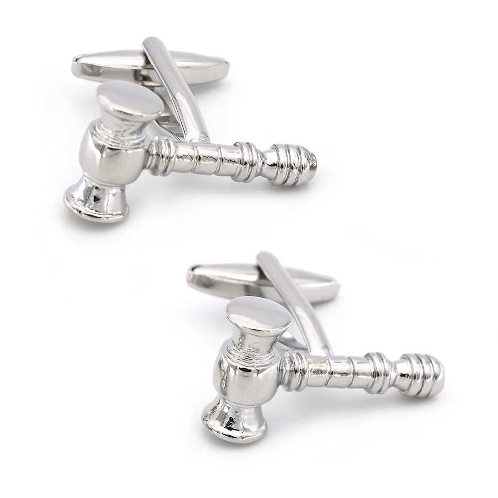 Judge Design Gavel Cufflinks For Men Quality Copper Material Silver Color Cuff Links Wholesale Retail XJ250614