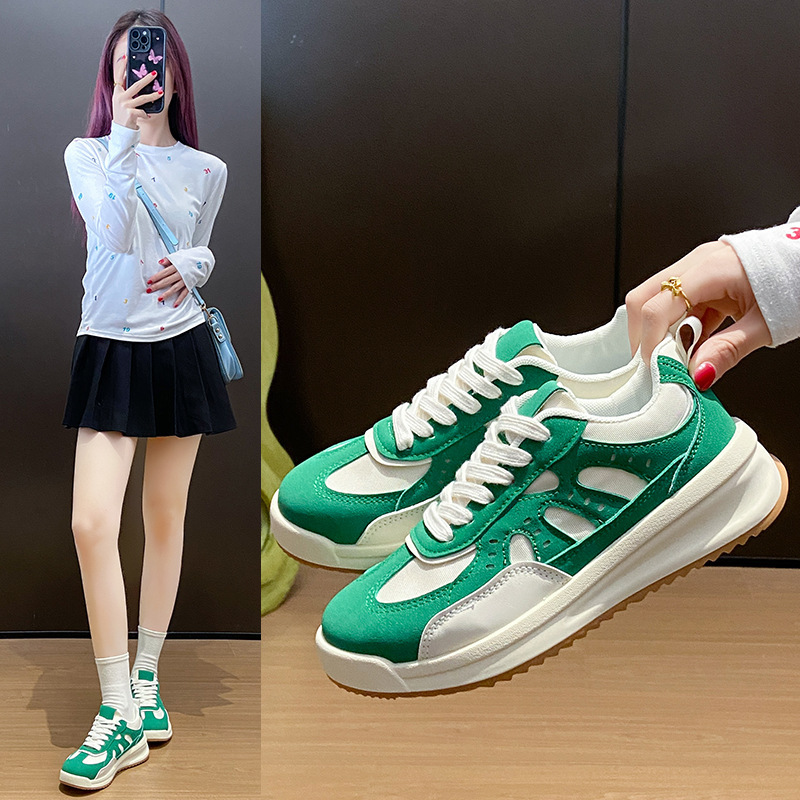 Ddmysports White Sneakers For Women Spring New Korean Style Ins Female Students Casual Mesh Versatile Board Shoes Street Shooting AG Outdoor Shoes