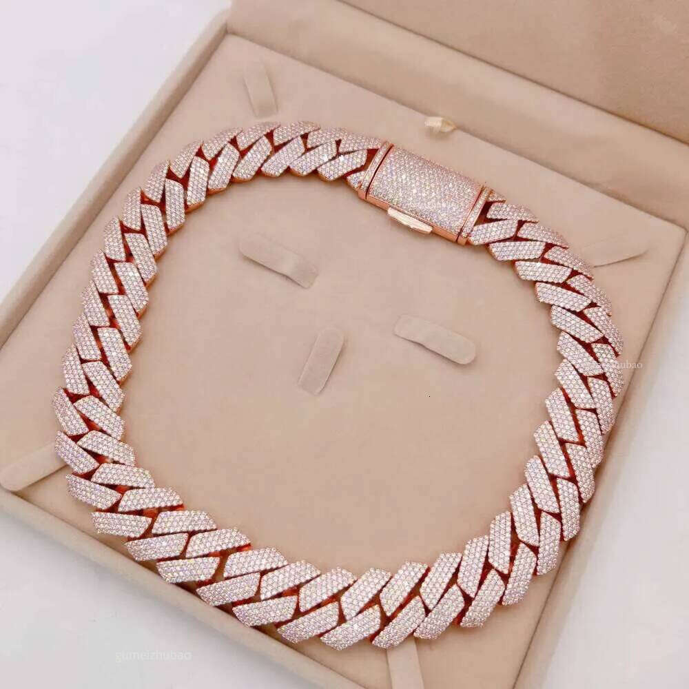 Wholesale Price Rose Gold Sterling Sier Vvs Moissanite Cuban Link Chain