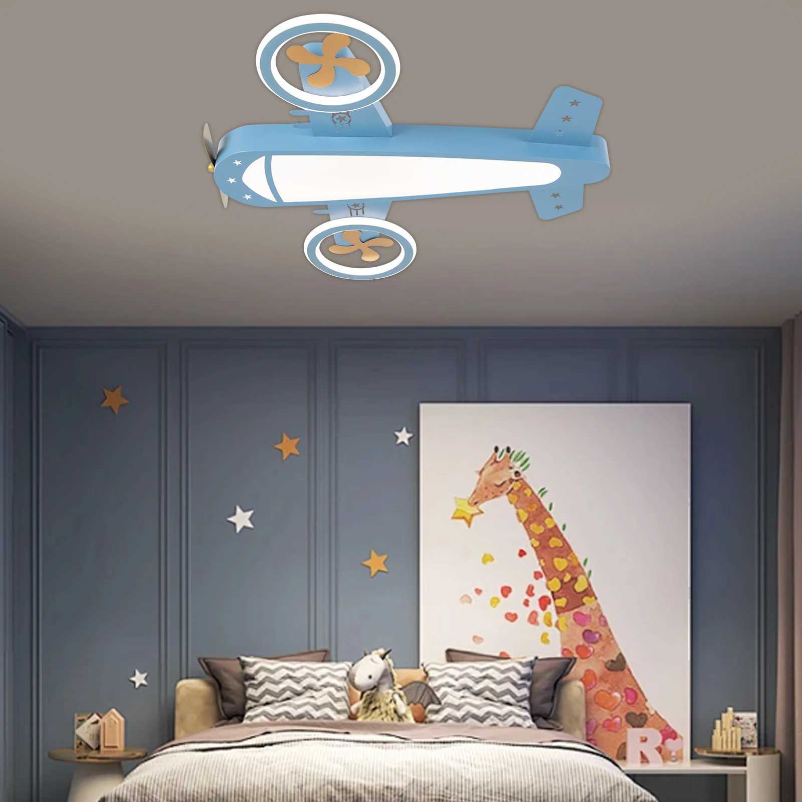 Airplane Ceiling Light LED Remote Control Adjustable Warm Cool Light Memory Function for Kids Room and Playroom XJ2500613