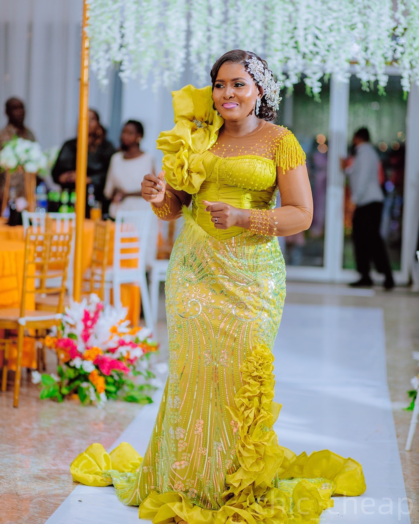 Yellow Mermaid Prom Dresses 2025 Sequined Beaded Sparkly Vintage Evening Formal Party Second Birthday Engagement Gowns Plus Size Dress For Special Occ