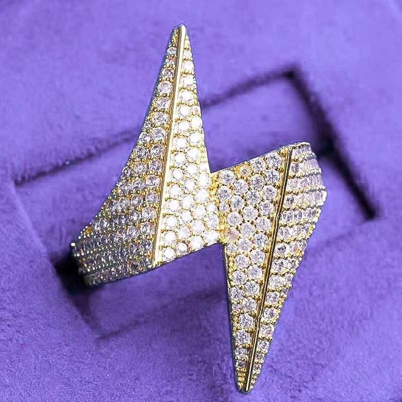 GRA D Color Bling Moissanite Iced Out Mens Cluster Lightning Bolt Ring With 925 Sterling Silver Pass Diamond Tester