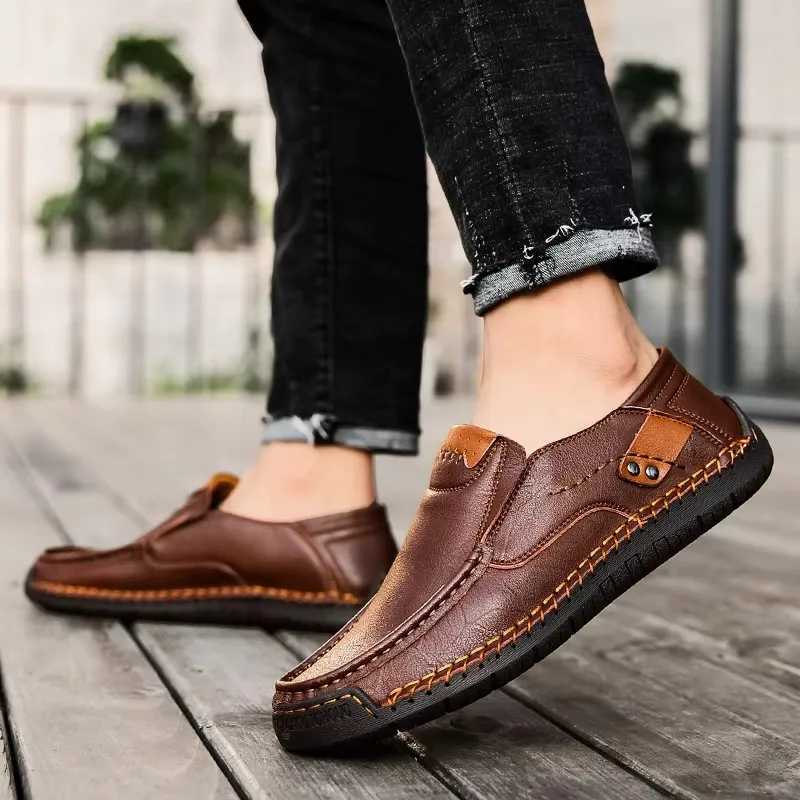 New Fi Men Casual Shoes Handmade Leather Loafers Comfortable Mens Shoes Quality Split Leather Flat Driving Shoes Size 48 XJ250614