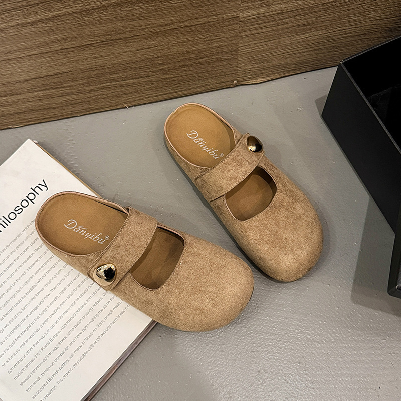 Ddmyoutdoor Women S French Closed Toe Slippers Spring Gentle Fairy Style Soft Sole One Strap Dress Shoes Outdoor Shoes