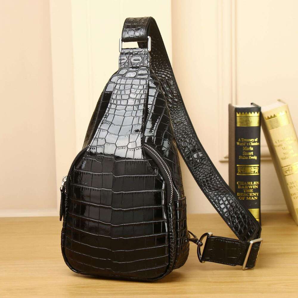Crocodile Leather New Genuine Pattern Fashion High-end Front Chest Trendy Crossbody Men's Bag Store