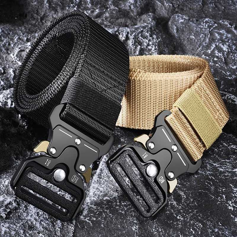Mens Belt Outdoor Hunting Tactical Mens Belt Multifunctional Combat Survival High Quality Canvas Nylon Mens Belt Sports Belt X250614
