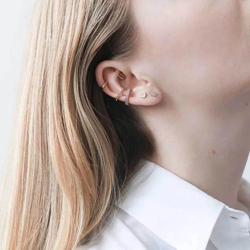 CRMYA Gold Silver Filled Clip Earring For Women Full CZ Zircon Big Circle Mens Ear Cuff Jewelry Clip On Ear Wholesale 250610