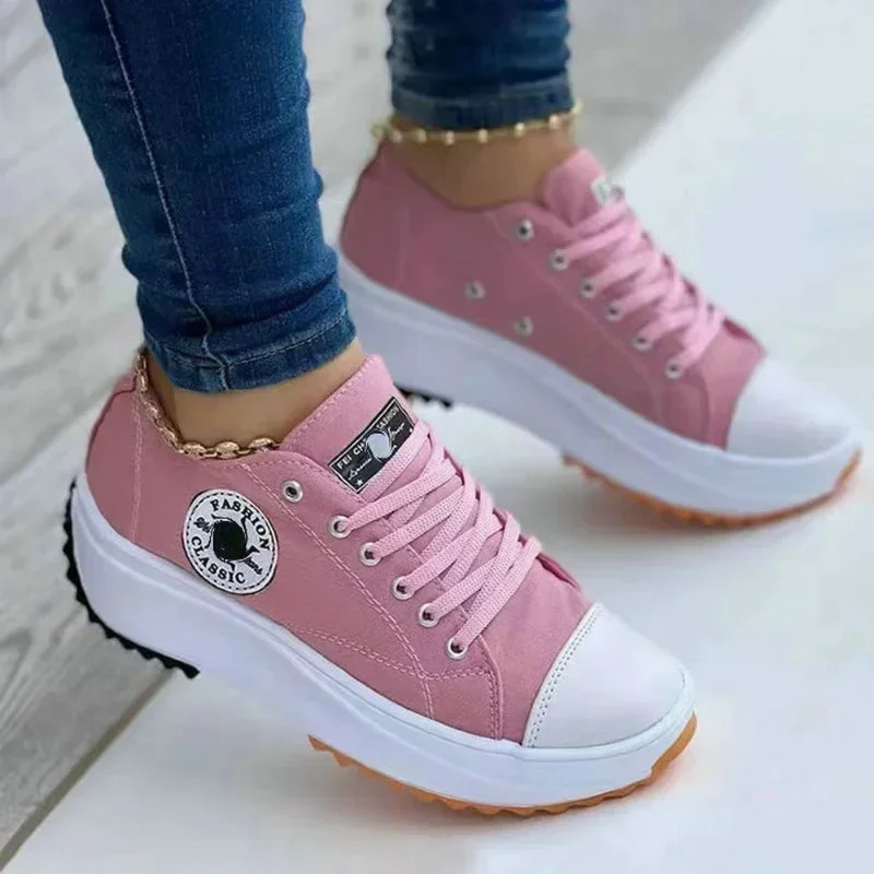 2025 Women Pattern Canvas Sneakers Women Casual Shoes Women Sneakers Shoes Flat Lace-Up Zapatillas Mujer Chaussure Femme 250610