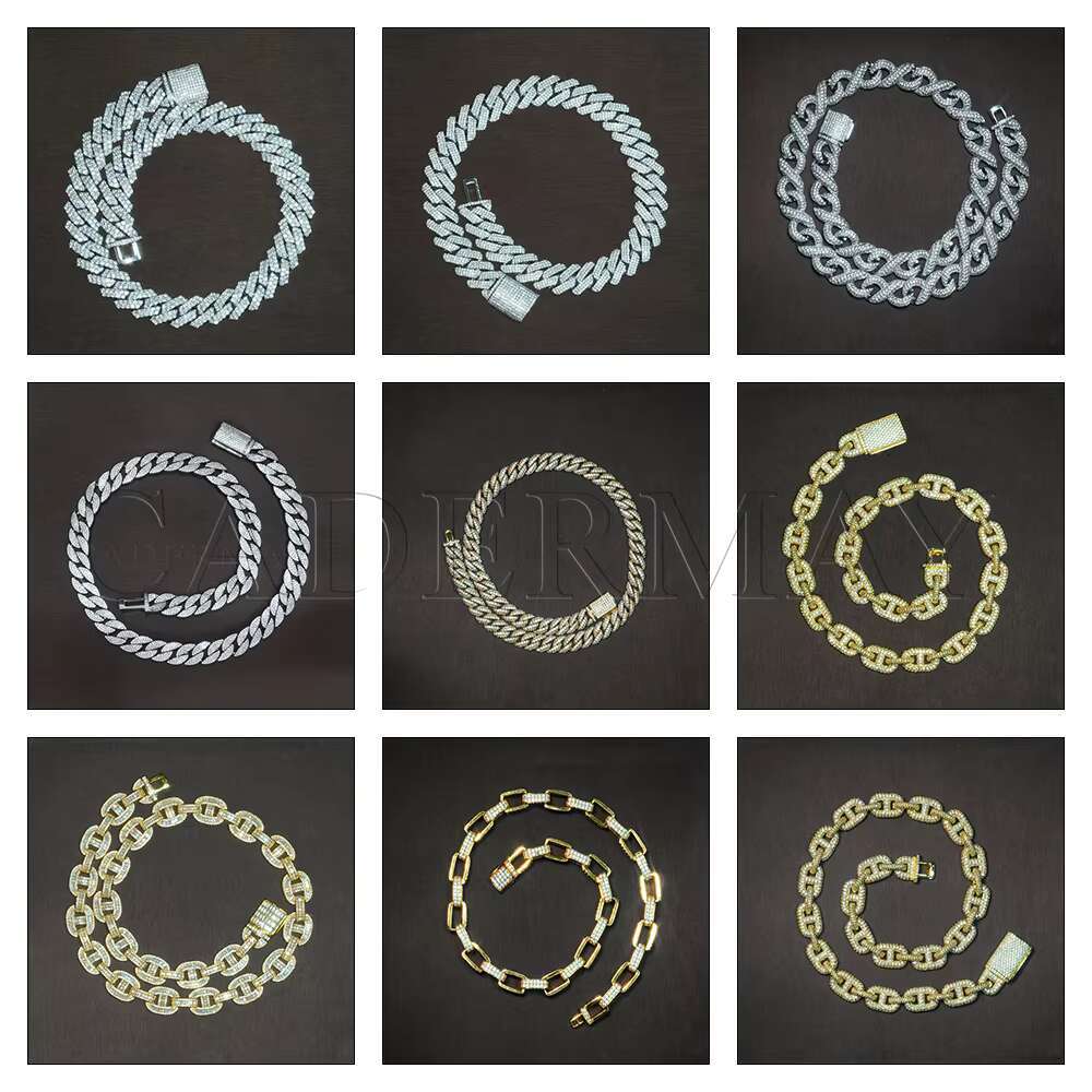 Custom Moissanite Hip Hop Jewelry 925 Silver D VVS 6mm Width One Row Moissanite Cuban Link Chain Rapper Style Wholesale Price