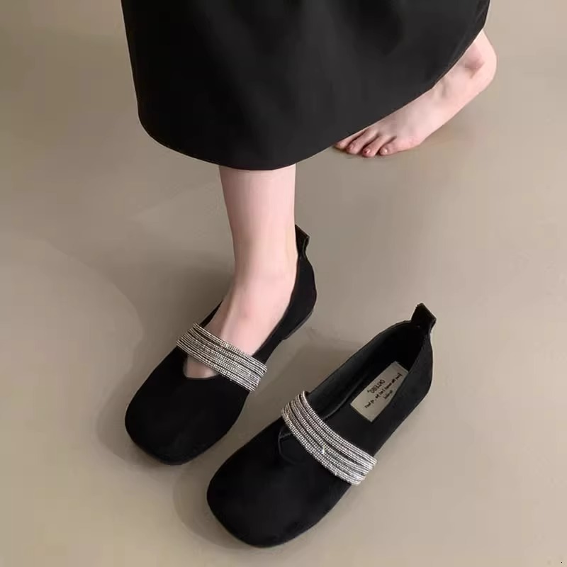 Ddmyoutdoor Fashion French Flat Design Sense Single Shoes New Summer Fairy Style Rhinestone Mary Jane Loafers Outdoor Shoes
