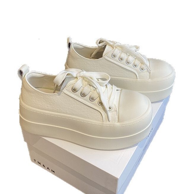 Ddmysports Platform Canvas Women Spring New Korean Style Lace Up Versatile Casual For Petite Fashionable White Shoes Outdoor Shoes