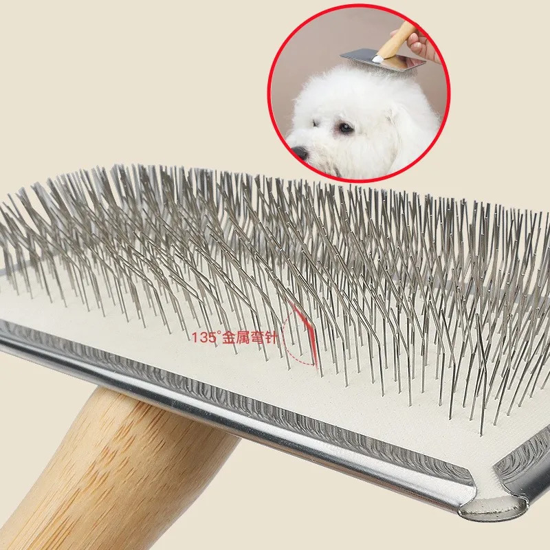 Dog Comb Solid Wood Dog Brush Pet Hair Remover Massage Cat Brush Pet Grooming Stainless Steel Combs for Cats Hair Knot Opening 250614