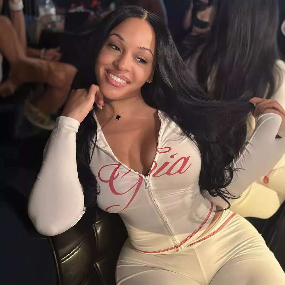 Summer New Slim Fit Letter Print Design Hooded Zipper Short Jacket And Long Pants Set B5