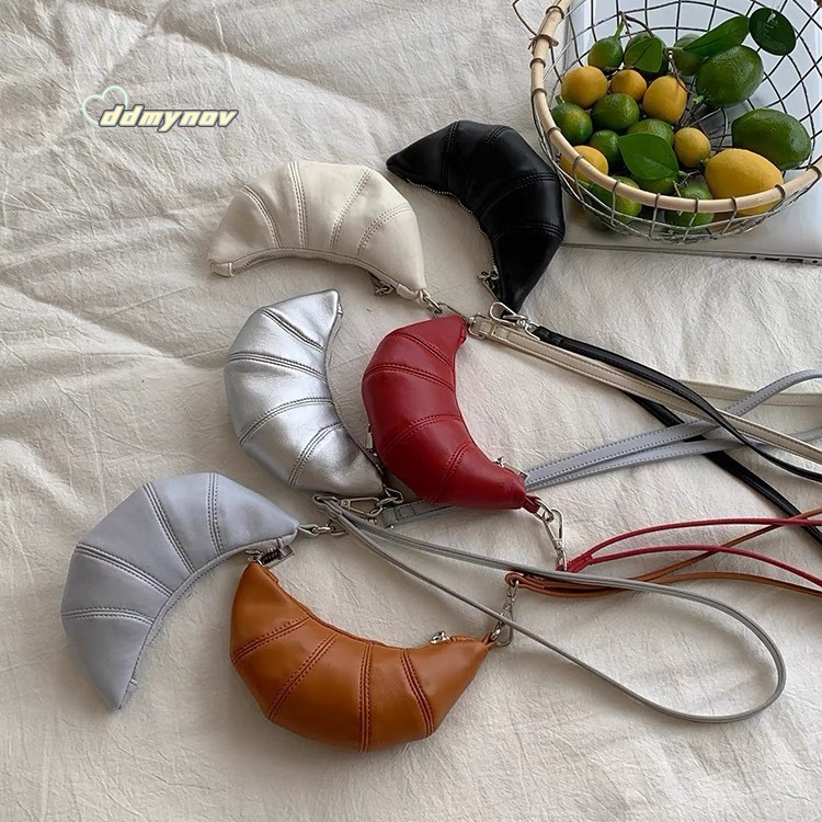 2025 Niche Design Textured Soft Leather Mini Croissant Bag Exquisite Handheld Lanyard Coin Purse ddmynov