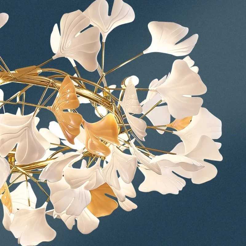 Creative Ginkgo Leaves Luxury Acrylic Chandelier Modern Living Room Lights Lustre Home decor G9 Bulb Dining Room Pendant Lamp XJ2500613