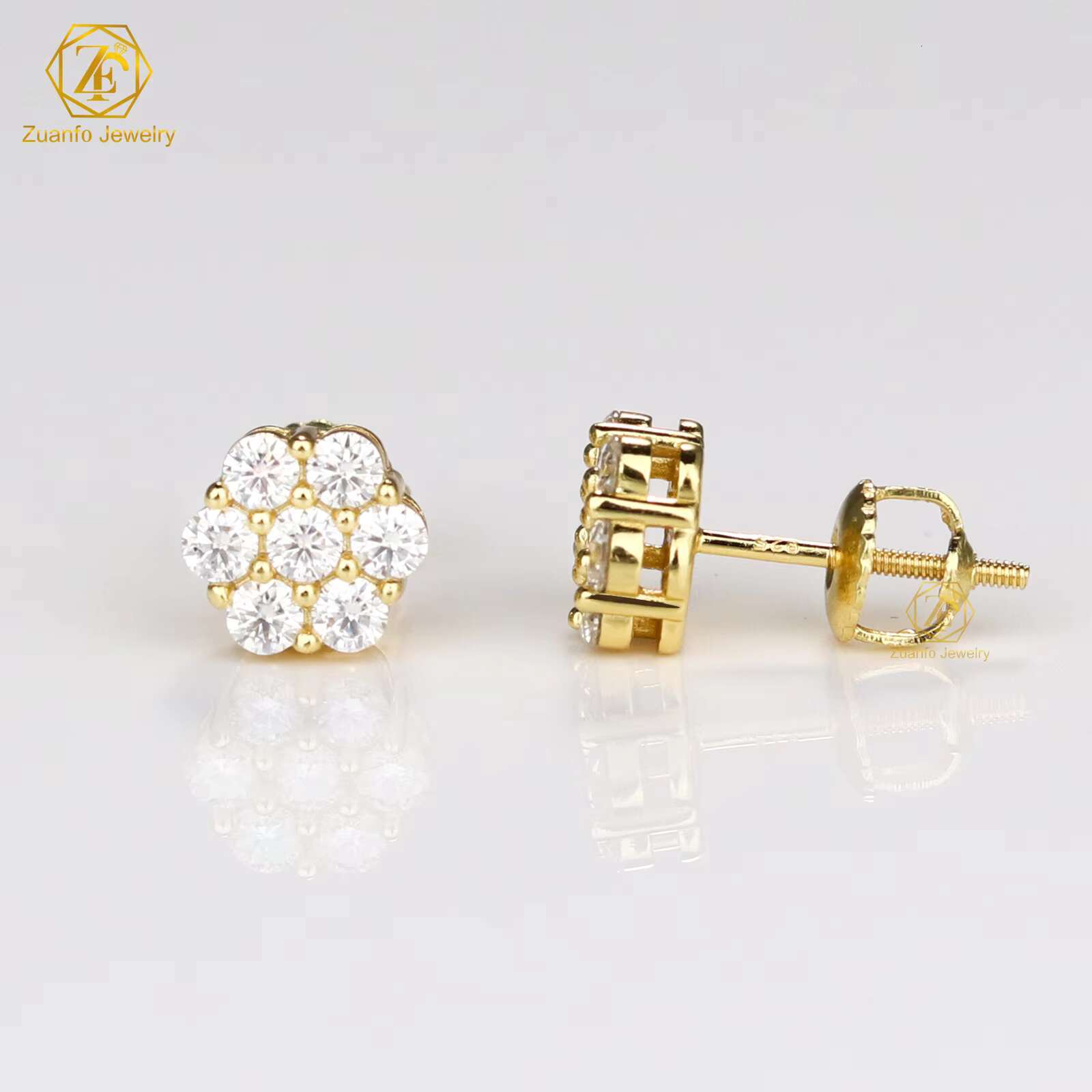 Fine jewelry S925 Sterling Silver Moissanite Diamond Stud Earrings D VVS1 moissanite screw back earrings