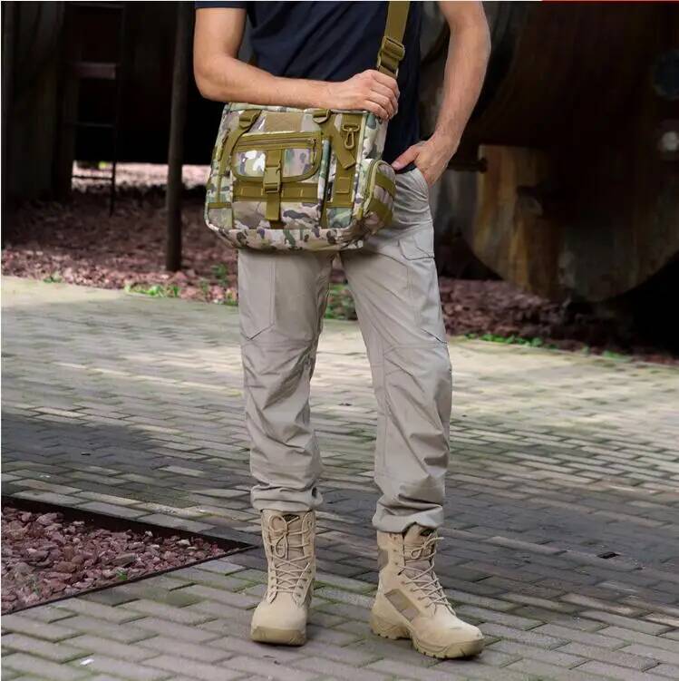 Camouflage shoulder 14 inch Laptop leisure large messenger bag men A4 University College Student schoolbag