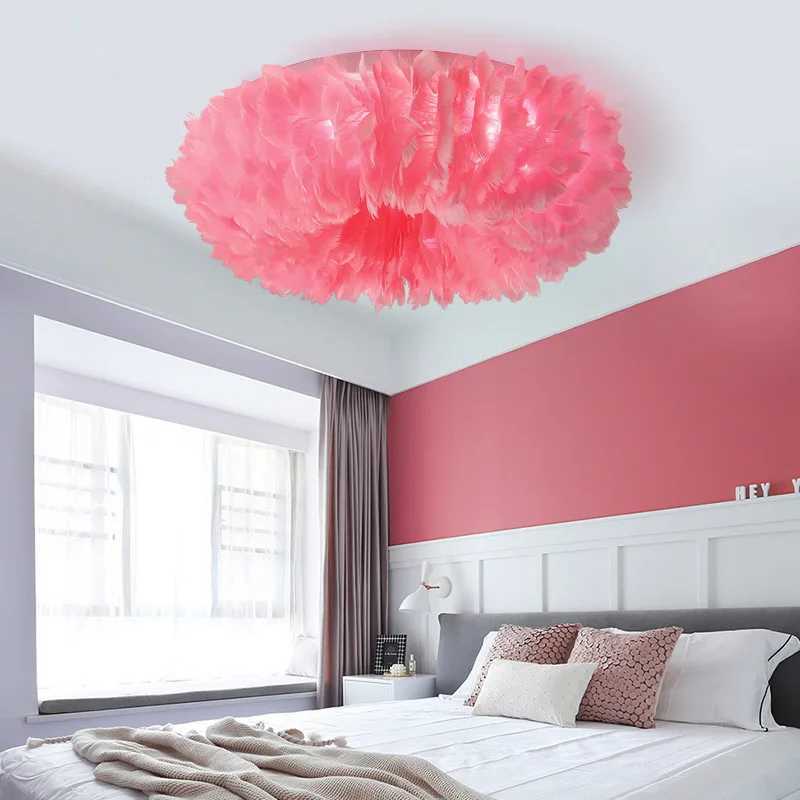 Nordic LED Ceiling Light Feather Light Decoration Bedroom Simple Warm and Romantic Childrens Living Room Lighting Ceiling Light XJ2500613
