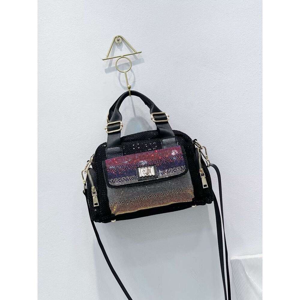 Fashion Rhinestone Sequin Cowhide Women's Casual Multi-use Shoulder Crossbody Bag Versatile Handbag Trendy