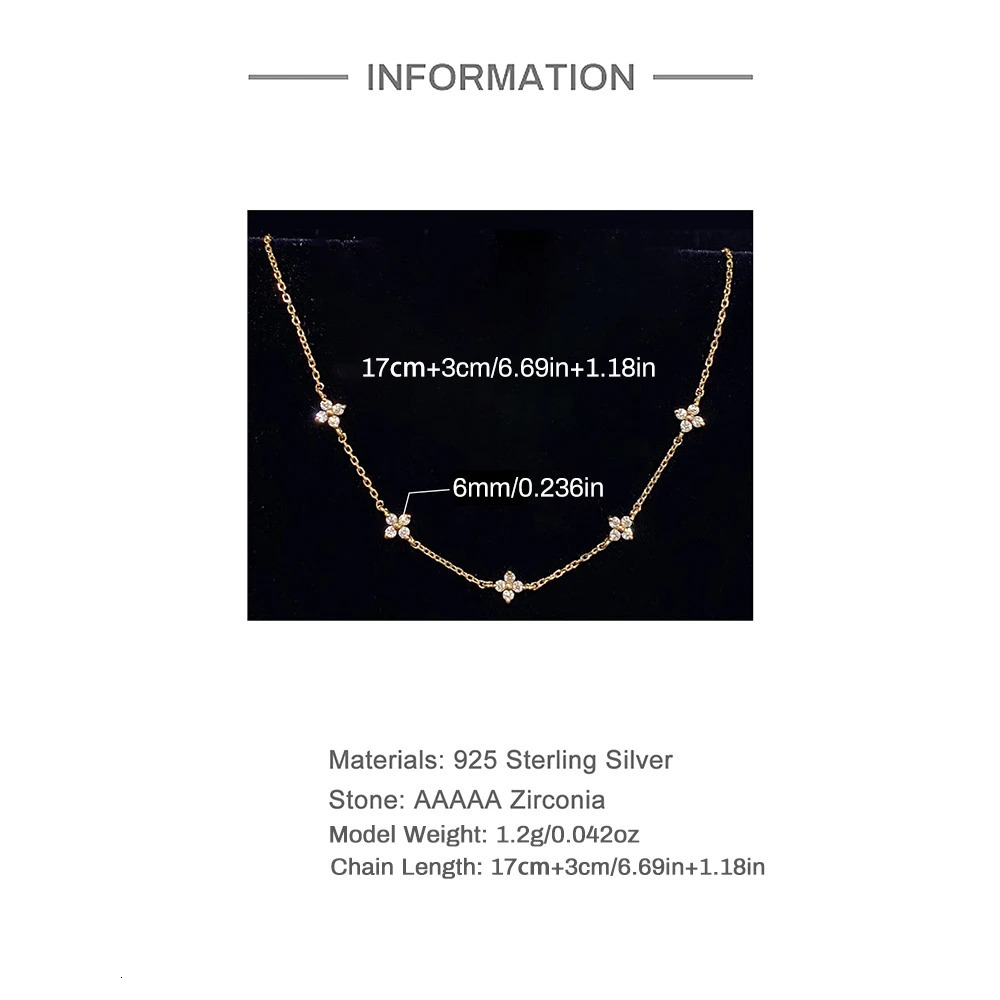 CANNER Real S925 Sterling Silver Mini Zircon Flower Pendant Bracelet Chain for Womens Fine Jewelry Gifts Gold Bracelets Bangles 250610