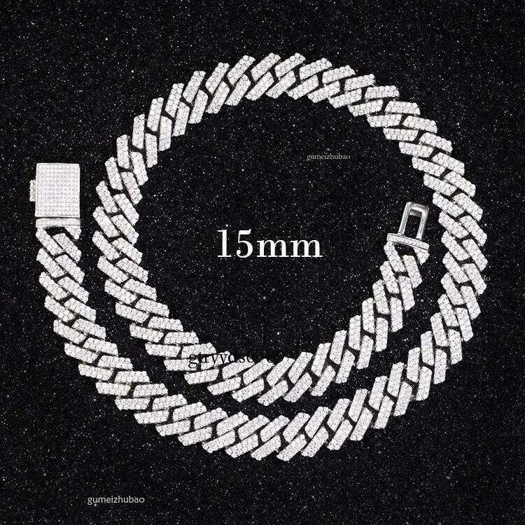 designer chain necklace hip hop jewelry 15mm wide 2rows k chains vvs moissanite white gold plated sterg sier cuban bracelets