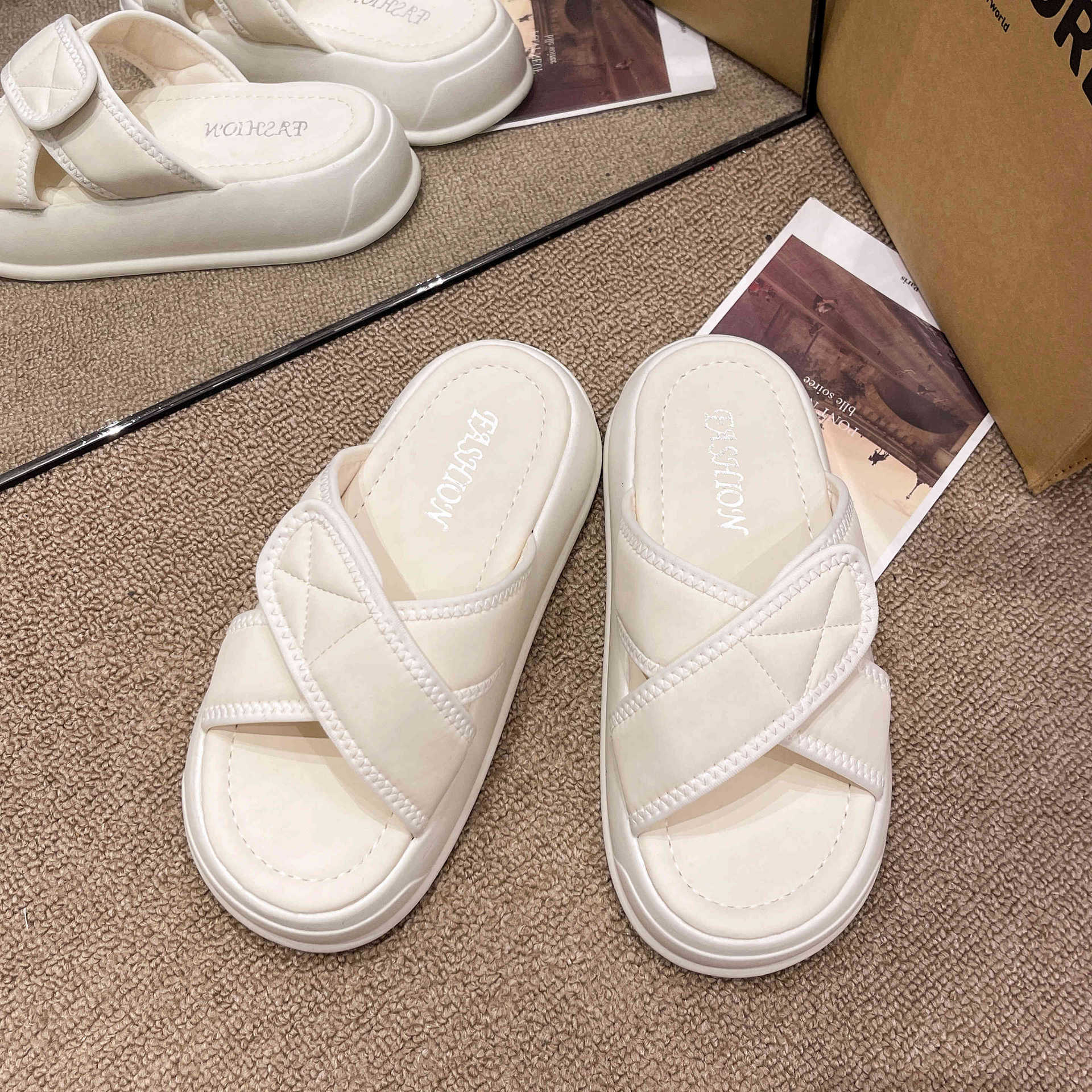 Ddmyoutdoor Black Women S Summer Outdoor Thick Soled Sandals New Flat Platform Slip On Lazy Slides Outdoor Shoes