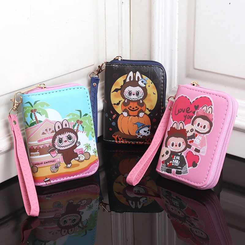 Labubu Mini Wallet Kawaii Zipper Coin Purse Waterproof Fashion Trend Accessories Portable Anime Printed Charm Money Bag Z250614