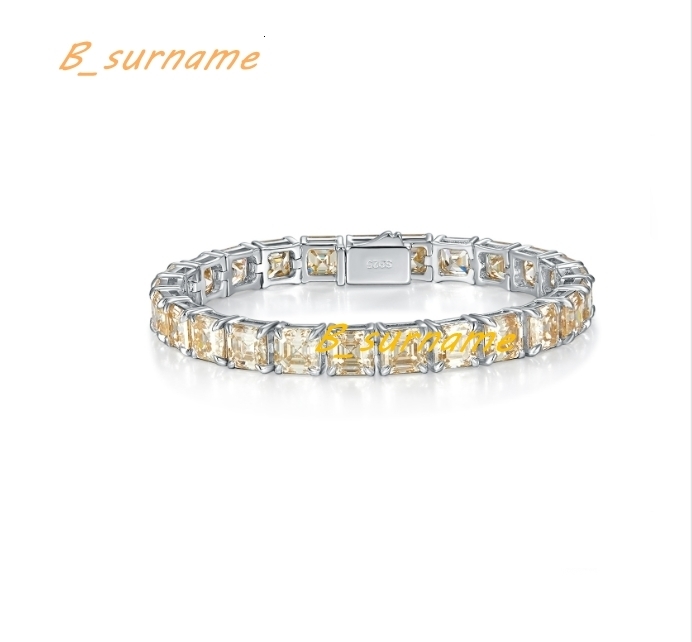2025 New Hip Hop Style 5.5mm Champagne Color Pagoda Cut Natural Moissanite Unisex Bracelet