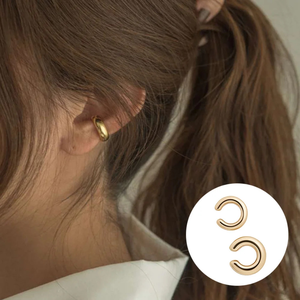 Minimalist Gold Color Round Earrings for Women Earcuff Women No Pierced C Shape Geometric Earclip Ear Bone Clip Punk Jewelry 250610