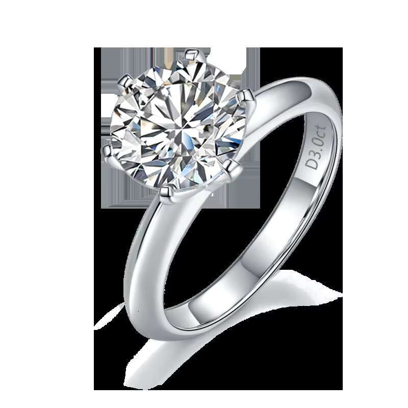 Foxi Promise Rings Free Lase Engrave /Name 925 Sterling Silver 3CT 925 Moissanite Diamond Engagement Wedding Band for Women