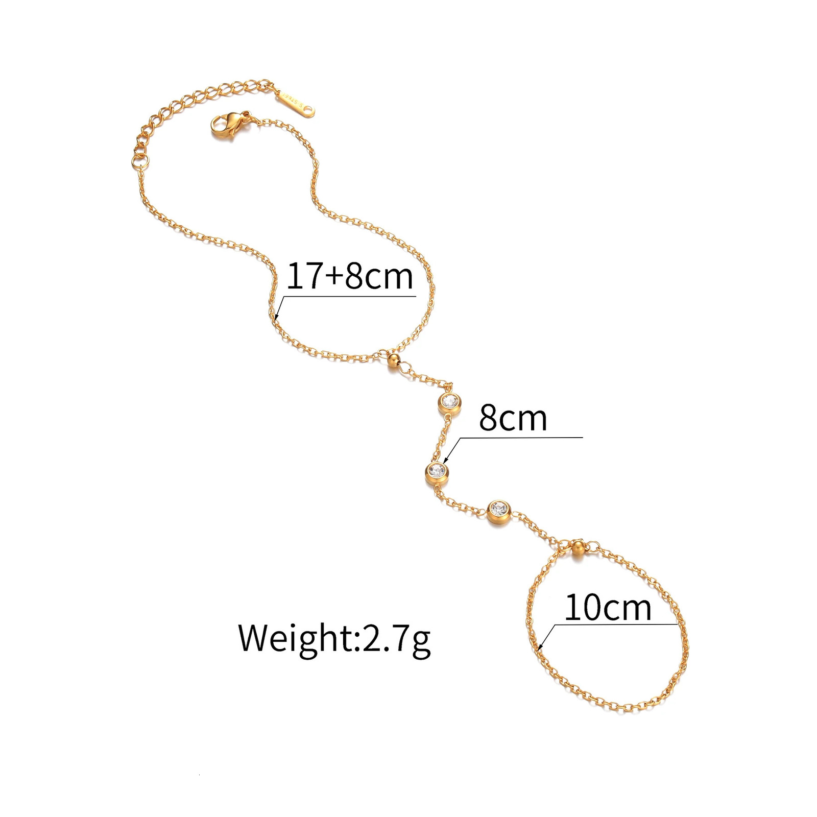 Stainless Steel Gold Color Bracelets Personality n Beaded Finger Chain Minimalist Bracelet For Women Jewelry Friend Gifts 250610