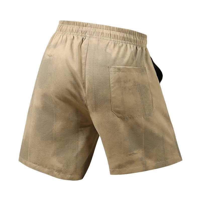 New Summer Large Size Mens Cargo Shorts Man Shorts Japan Loose Casual Below Elastic Waist Outdoor Jogging Knee Tactical W250614