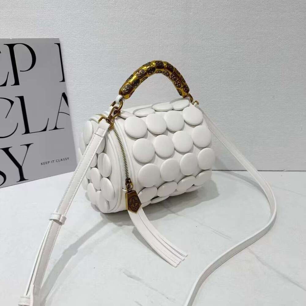 2025 Autumn Winter New Women's Cylinder Handmade Button Classic Versatile Shoulder Crossbody Pillow Bag