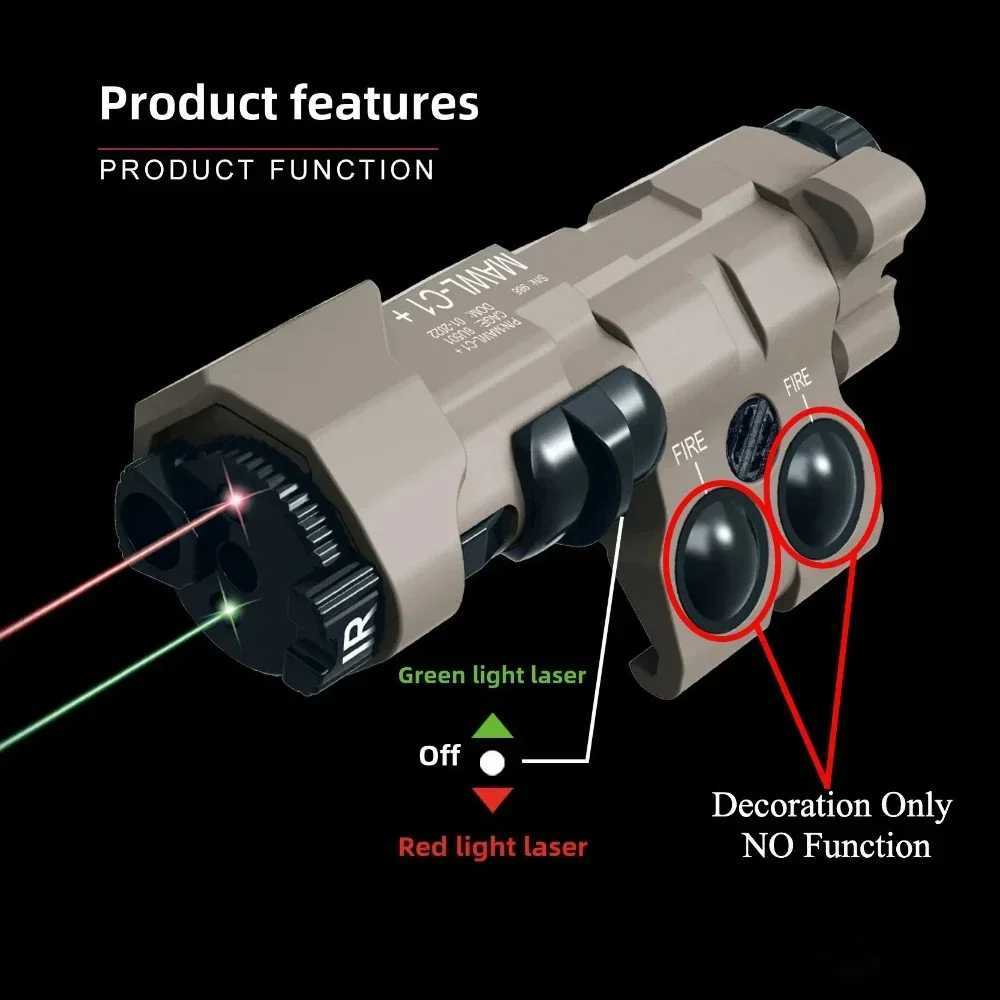 Tactical MAWL-C1 Flashlight Red Green Laser Sight White Strobe Outdoor Hunting Weapon Scout Light Fit 20mm Rail XJ250613