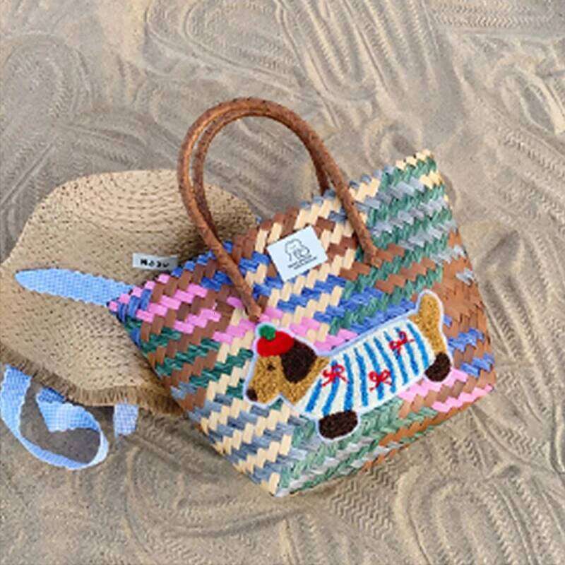 Women's Hand-Carrying Color Woven New Fashion Large Capacity Shoulder High-Grade Seaside Vacation Beach Bag