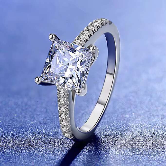 New Arrive Silver Jewelry Women Princess Cut 7*7mm Prong Setting Tarnish Free Real Silver Engagement Promise Rings
