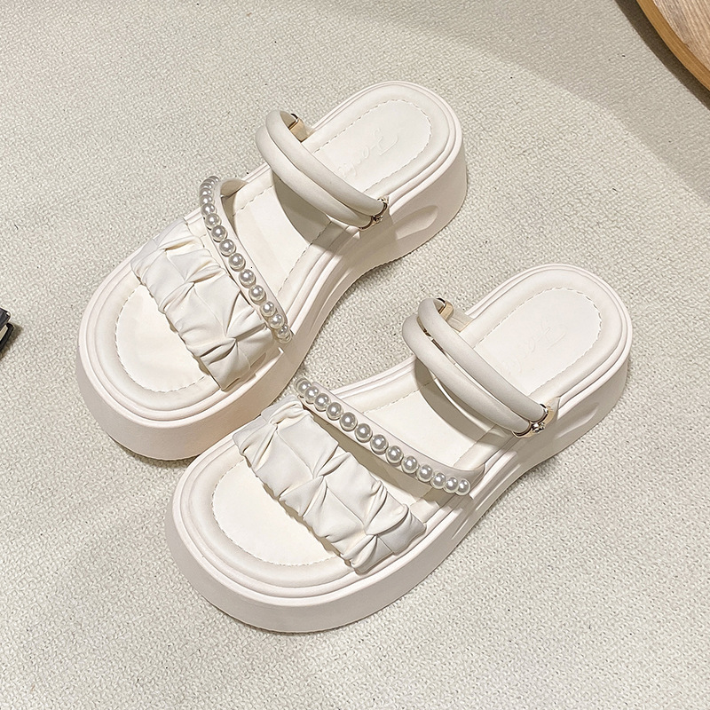 Ddmyoutdoor Two Way Roman Sandals For Women Summer New Versatile Fairy Style With Skirt Rhinestone Thick Sole Beach Slippers Outdoor Shoes