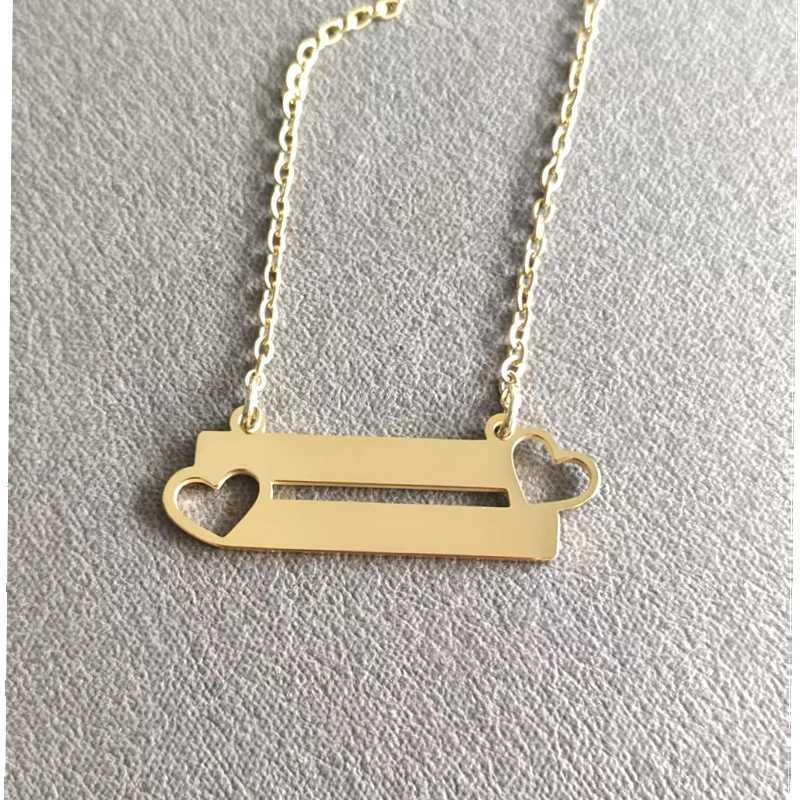 10pcs/lot 13*35mm Stainless Steel Heart Blank Bar Necklace for Women Necklaces Simple Pendant Stainless Steel Jewelry Z250614