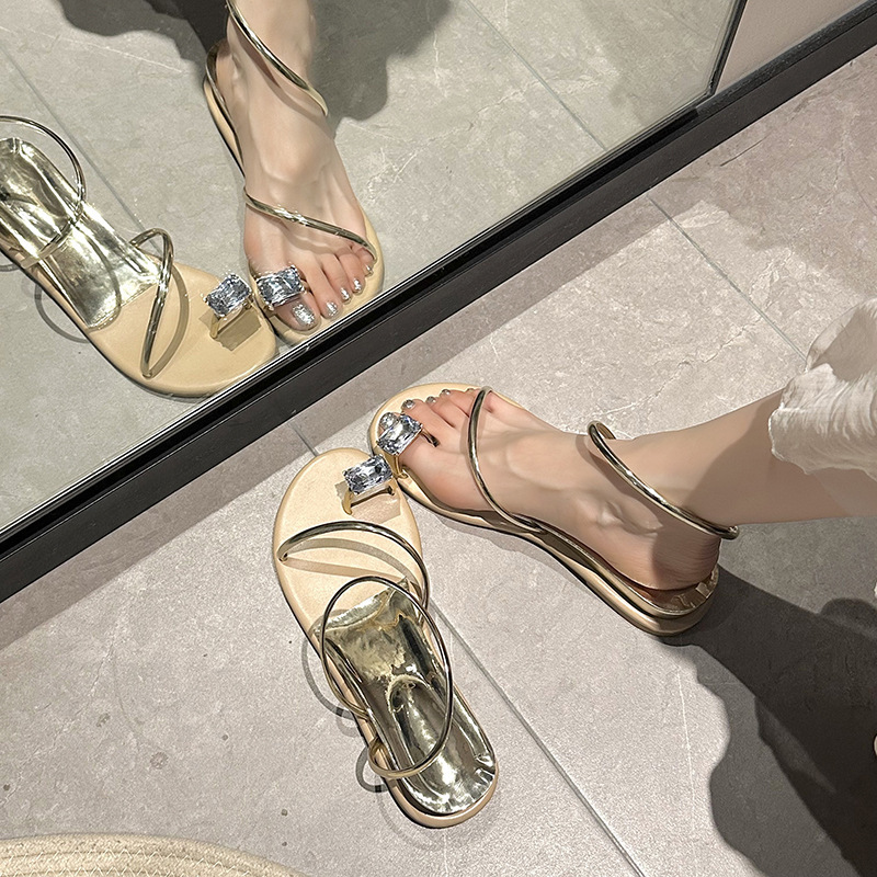 Ddmyoutdoor Rhinestone Toe Post Sandals Women Summer French Style Fashionable Outdoor Wear Perfect With Skirts Stunning Flip Flops For Outdoor Shoes